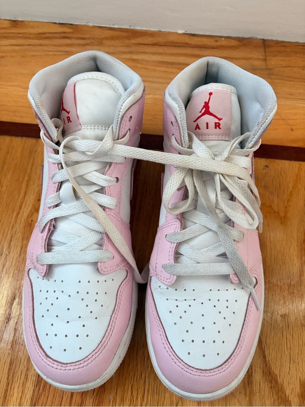 Jordan Kids High-Top Sneakers in White & Light Pink
